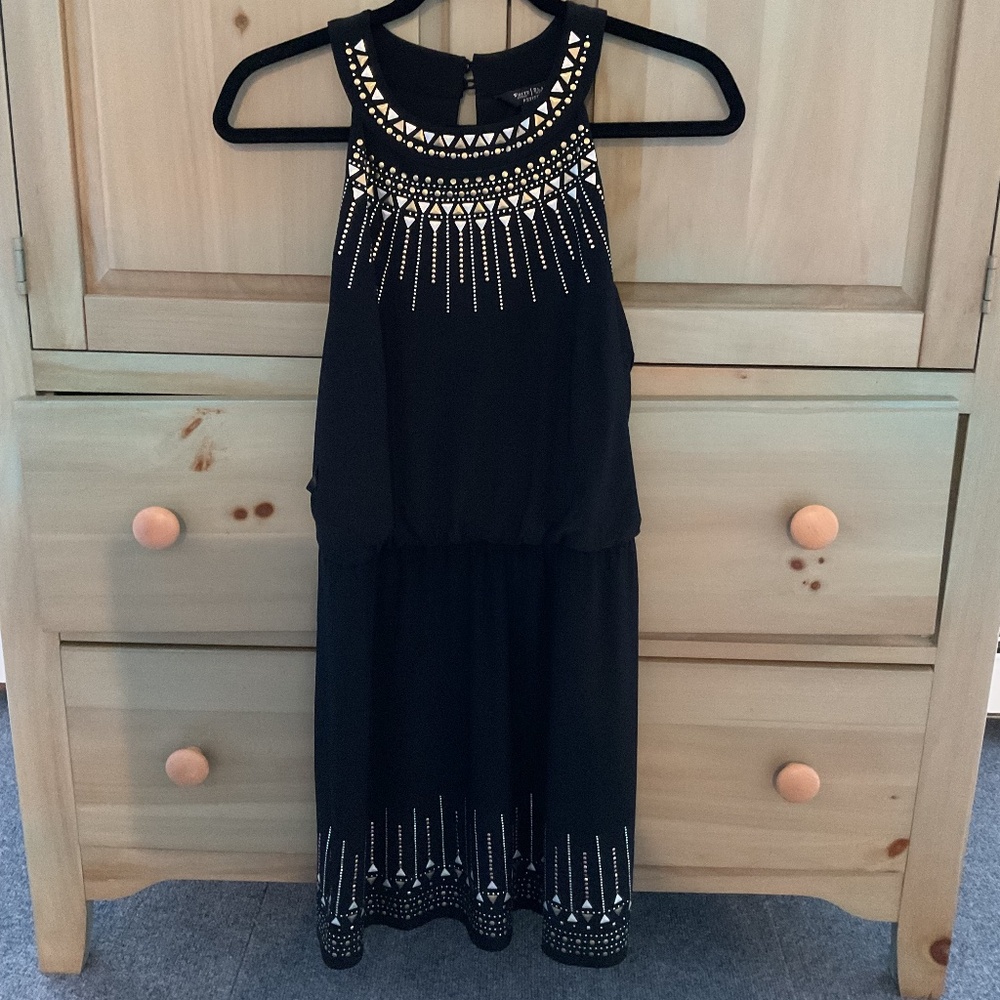 White House Black Market Black Cocktail Dress With Metal Detail